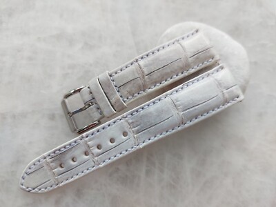 20mm/18mm Offwhite Alligator Crocodile Print Leather Watch Strap