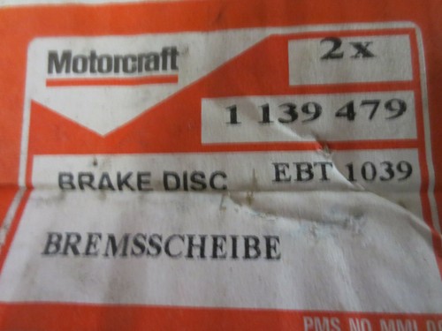 Ford Motorcraft Pair Brake Discs Part No's 1139479 EBT 1039 - Picture 2 of 2