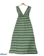 Espresso Midi Casual Dress Green Striped