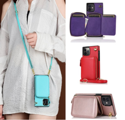 Luxury Leather Wallet Strap Cord Crossbody Phone Case Lanyard Cover For Samsung