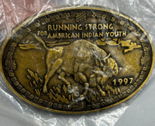 Running Strong For American Indian Youth 1997 Buffalo Belt Buckle.