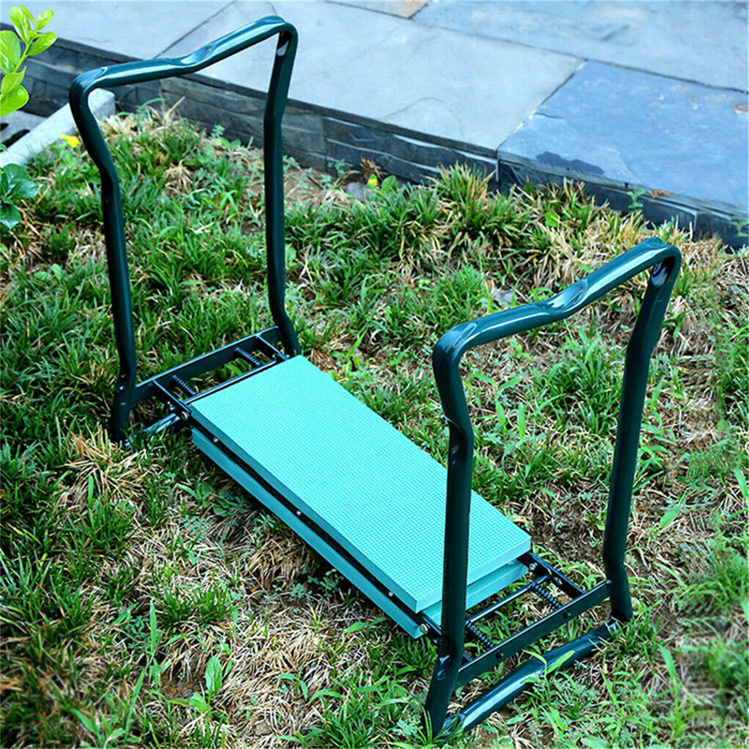 Portable Garden Kneeler Seat EVA Foam Pad Stool w/ Tool Bag Foldable
