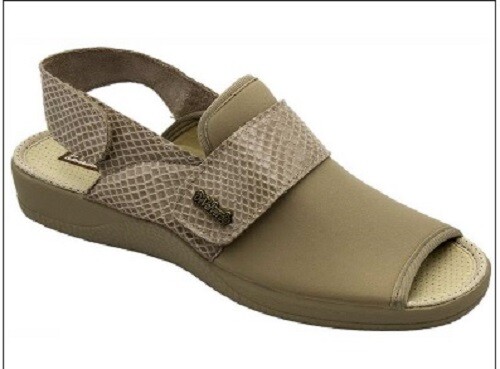 Ladies Sandal - DeValverde 150 - Adjustable - Stretch Vamp - Beige Black - Picture 2 of 4