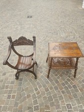 tavola e sedia antica Savonarola restaurati