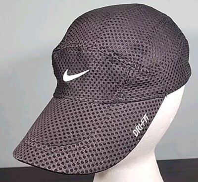 Vintage Nike Fit Tailwind 7 Panel Hat YOUTH Black Mesh Adjustable Strapback Y2K
