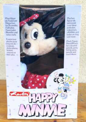 HAPPY MINNIE VINTAGE SOFT PEN HOLDER CASE - DISNEY HERLITZ - NEW