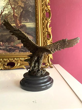 Bronze Sculpture Eagle Art deco on black marble base after Milo