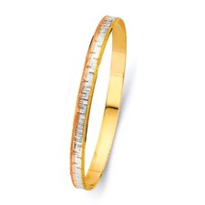 NEW 14K TRI COLOR GOLD 6MM SOLID BANGLE