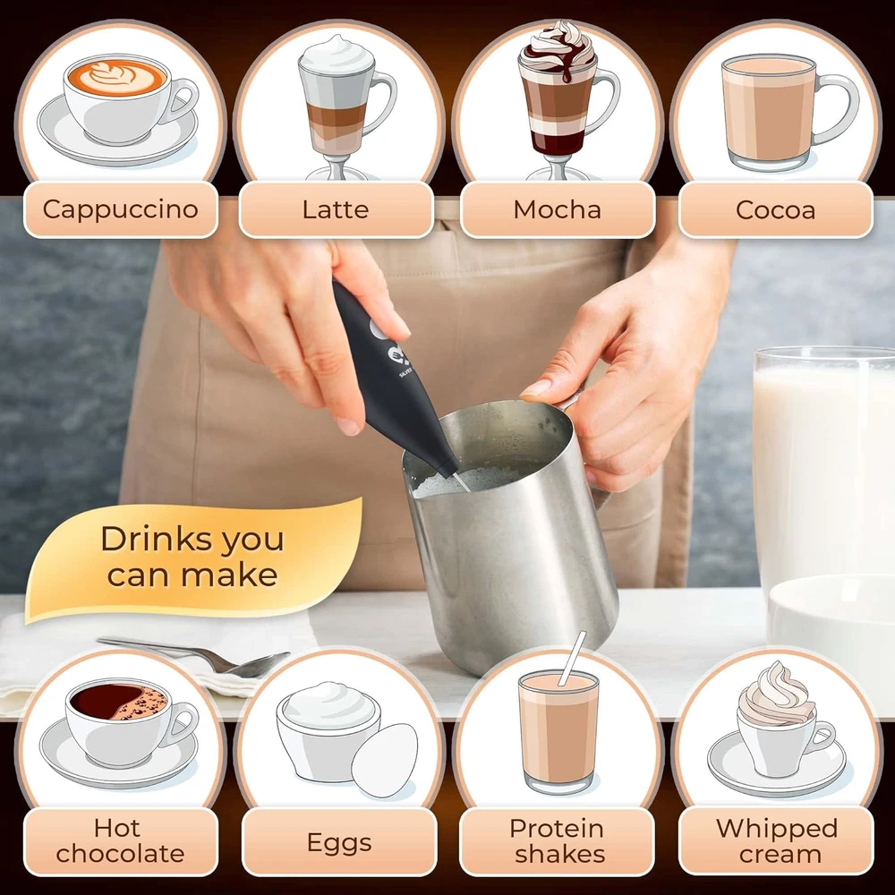 Milk Frother Handheld Battery Operated Foam Maker Electric Wand Mini Drink Mixer Milk Frother Handheld Battery Operated Foam Maker Electric Wand Mini Drink Mixer