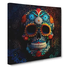 Sugar Skull Digital Art Canvas Wall Art Print Framed Picture Decor Dining Room