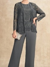 JJ's House Mother of the Bride Pantsuit - Special Occasion Dress Pants 20W Gray