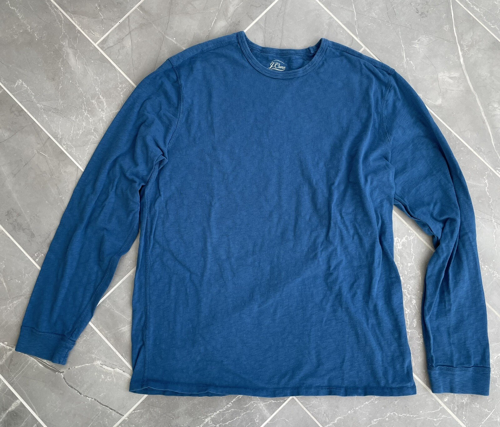 J Crew Mens Blue Broken In Knit Goods Long Sleeve Crew Neck Tee Shirt Size XL eBay