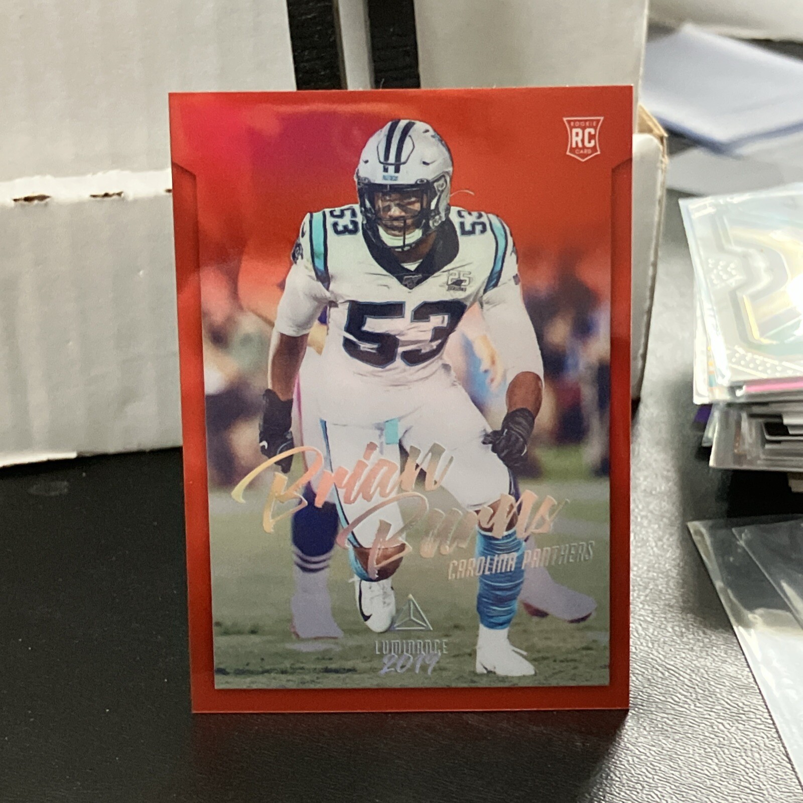 Brian Burns ROOKIE 2019 Panini Chronicles Luminance Update #214 Red /99 Panthers