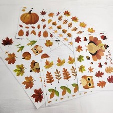 Thanksgiving Stickers Fall Fun Leaves Pumpkin Turkey 12 Sheets