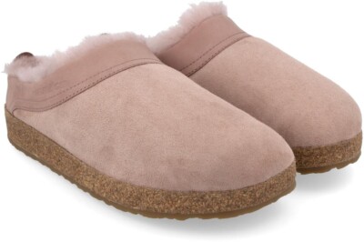 HAFLINGER Hausschuhe Leder Schafleder Snowbird Rosa Fußbett Kork / Milchen