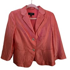Talbots Orange Crinkle Silk Blend 2 Button Blazer Size 8p