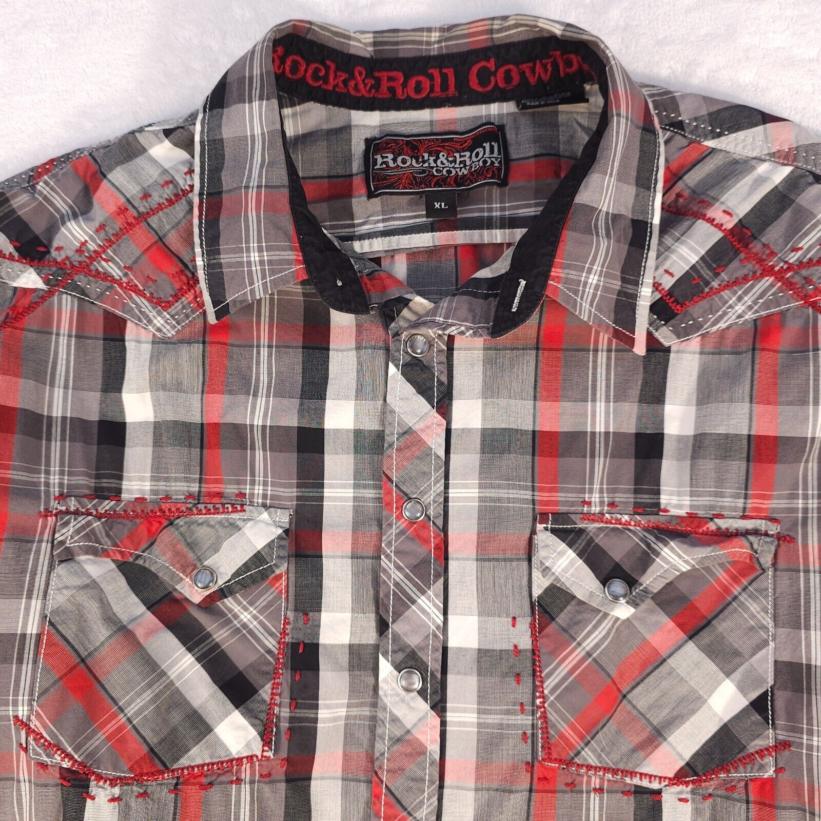 Rock & Roll Cowboy Shirt XL with Pearl Snaps Embr… - image 4