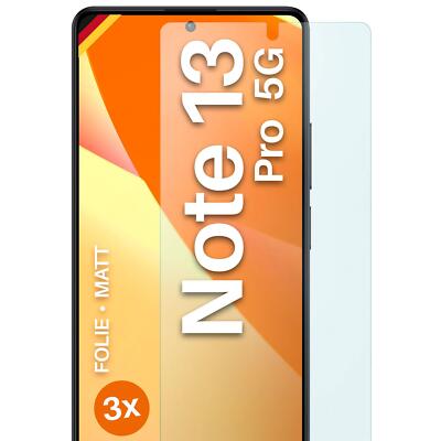 3x Schutzfolie Matt für Xiaomi Redmi Note 13 Pro 5G Displayschutz 4H Anti Reflex