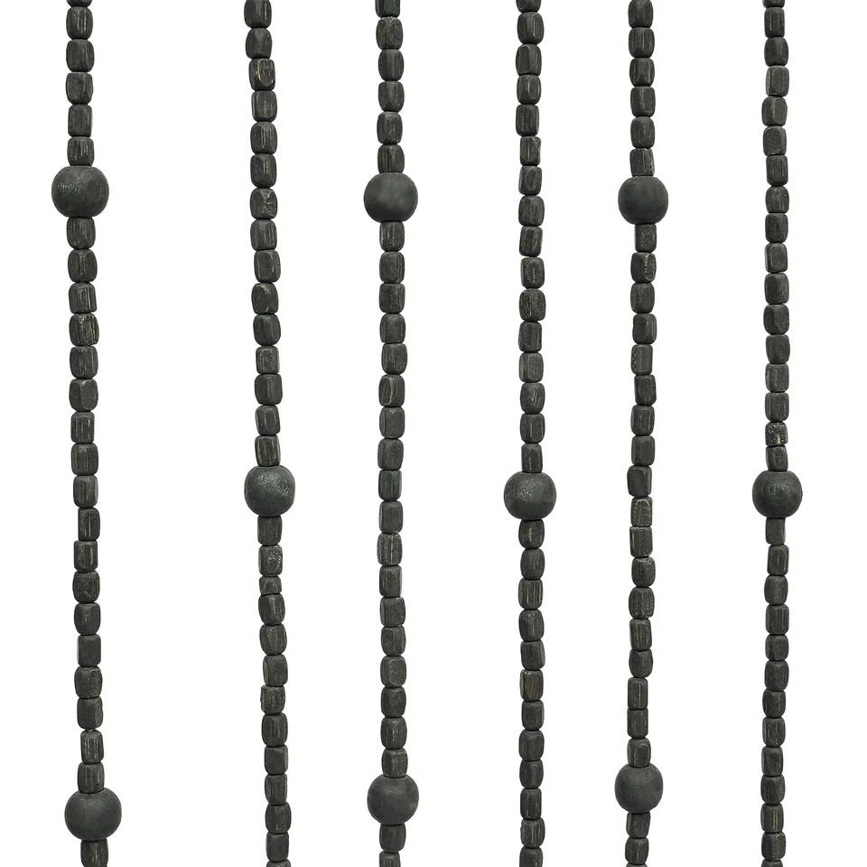 Natural Wood Black Door Curtain Beads, Front Door Decor Doorway Beads Curtains - Image 3 of 4