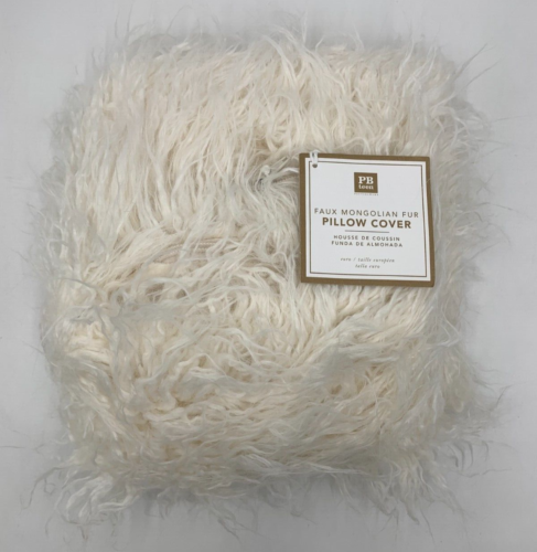 Pottery Barn Teen Faux Mongolian Fur Pillow Cover Ivory  Euro #H631 - Picture 1 of 7