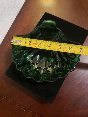 1 Emerald Green Glass Clam Shell Dish Vintage - Picture 5 of 7