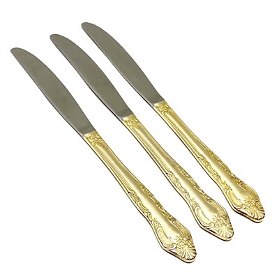International Silver GOLDEN GRAND ELEGANCE Electroplate 3 Dinner Knives Flatware