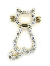 Designer Yellow Gold Vermeil 925 Sterling Silver Diamond Kitty Cat Pendant