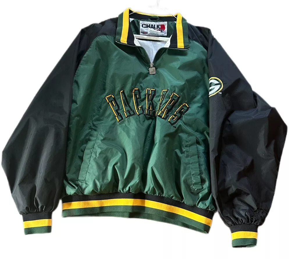 Vintage Green Bay Packers Chalk Line 1/4 Zip Windbreaker Jacket XL