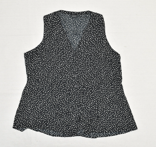 TORRID Women's Button Up Blouse V Neck Polka Dot Polyester Black Plus Size 2