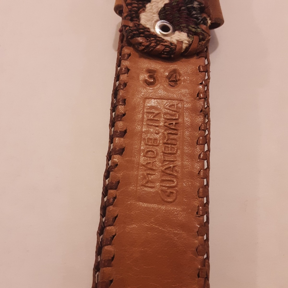 Mayan Designs Guatemala Belt Leather Woven Concho Stone Southwest Boho Western Handmade Mayan Woven Leather Belt – Colorful Unisex Artisan  main image 2