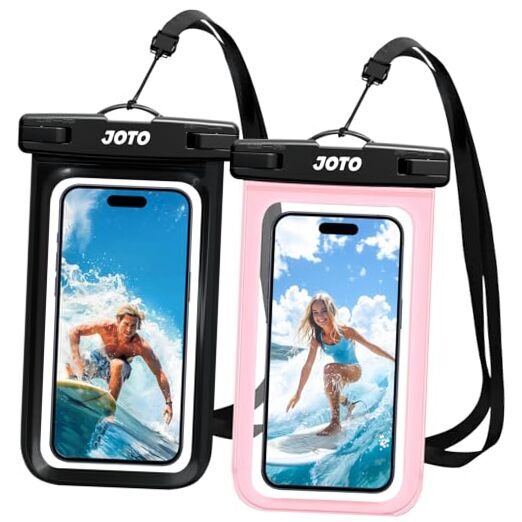 2 Pack Waterproof Phone Pouch, IPX8 Underwater Phone Case for Black/Pink