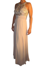 Eliza J Metallic Lace Bodice Chiffon Blush Size 10