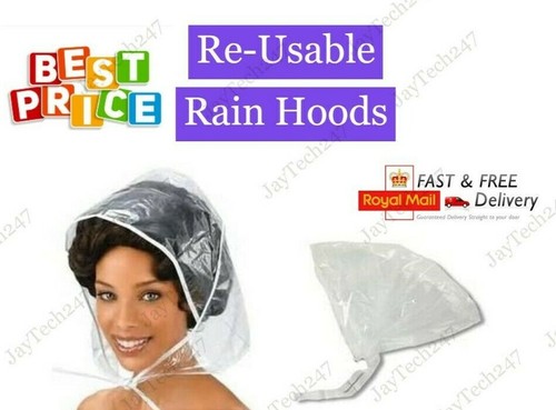 NEW Rain Hats Clear Plastic Hood Bonnet 