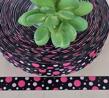 5/8   1 YD Pink Polka Dot Grosgrain Ribbon Barbie Bow Polka Dot Hair Bow Ribbon
