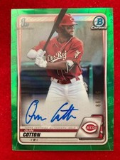 Quin Cotton 2020 Bowman Chrome 1st Green Refractor CPAQC Auto Cincinnati Red /99