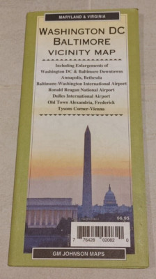 New AAA GM Johnson Washington DC & Baltimore Vicinity Map w/ Airports Etc 2024