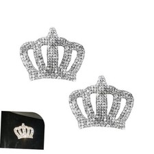 2PCS Crystal Crown Car Stickers, Bling Rhinestone Decals, Self-Adhesive Car