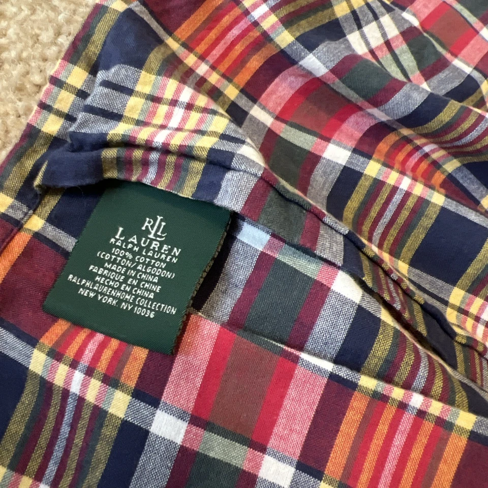 1 Ralph Lauren Garrison Plaid STANDARD Pillow Sham Red Blue Preppy 23.5 x 29 In - Image 2 of 4