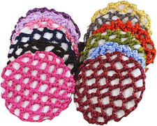 12 Pieces Hair Bun Cover Snood Hair Net Handmade Knit Mesh Fabric