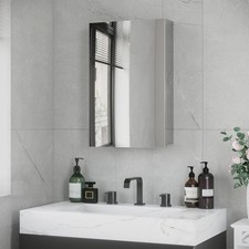 kleankin Bathroom Cabinet Wall Mounted Mirror Cabinet with Hinged Door