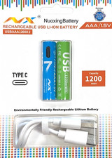 AAA 1.5V Rechargeable USB Li-Ion Batteries with USB-C Cable – Convenient & Eco-F 2.99 per battery