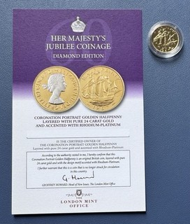 1967 Penny Layered With 24ct Gold Accented Rhodium Platinum. COA.