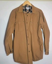 Vtg Carhartt Mens Large Flannel Lined Canvas Button Shirt Jacket Jac Shirt
