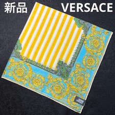 Good condition VERSACE Handkerchief Scarf 53cm yellow blue floral