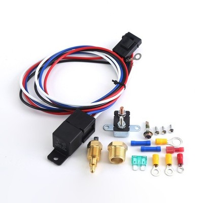 Electric Engine Fan Thermostat Temperature Relay Switch Sensor Kit 3/8'' 175~185 