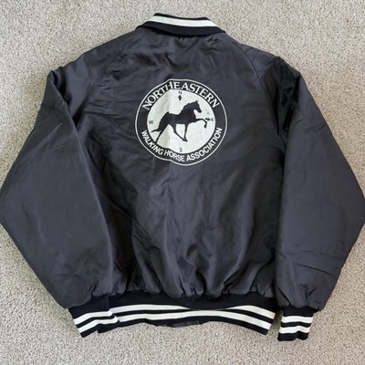 Vintage Don Allison Athletic Jacket Mens Large Blue Nylon Varsity Walking Horse