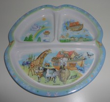 Vintage Noah's Ark Melamine Pecoware Divided Dish Childs Toddler Plate Y2K
