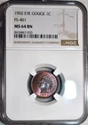 NGC MS-64  BN 1902 FS-401/S-4 Eye Gouge Indian Head Cent, Gorgeous Variety!
