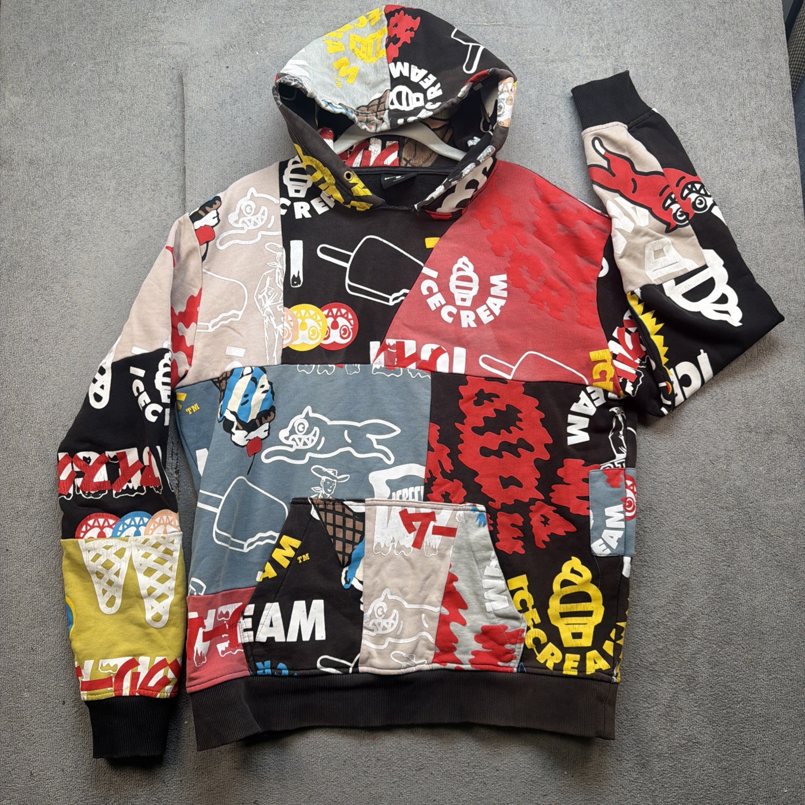 ICECREAM Hoodie Pullover Patchwork Graphic Street… - image 2