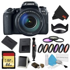 Canon EOS 77D DSLR Camera 18-135mm Lens Bundle w/ 9 Piece Filter Memory Kit